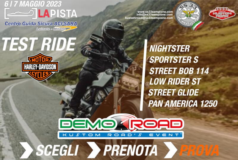 Test ride - Kustom Road - Demo Road Event 6|7 Maggio 2023 - LA PISTA - ACI VALLELUNGA Via Juan Manuel Fangio snc - LAINATE (MI)